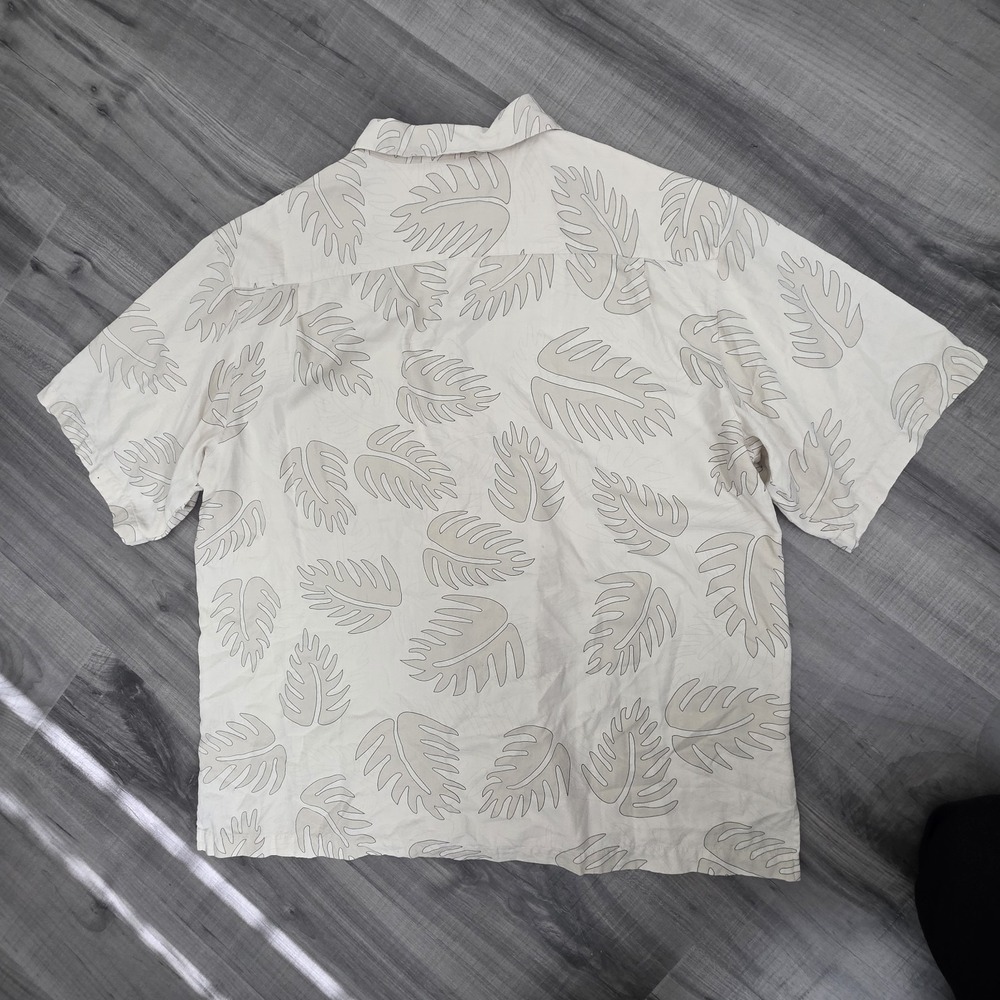 Aureus Hawaiian Shirt Mens XL Beige Short Sleeve Pocket Summer Silk Blend Summer - Picture 8 of 10